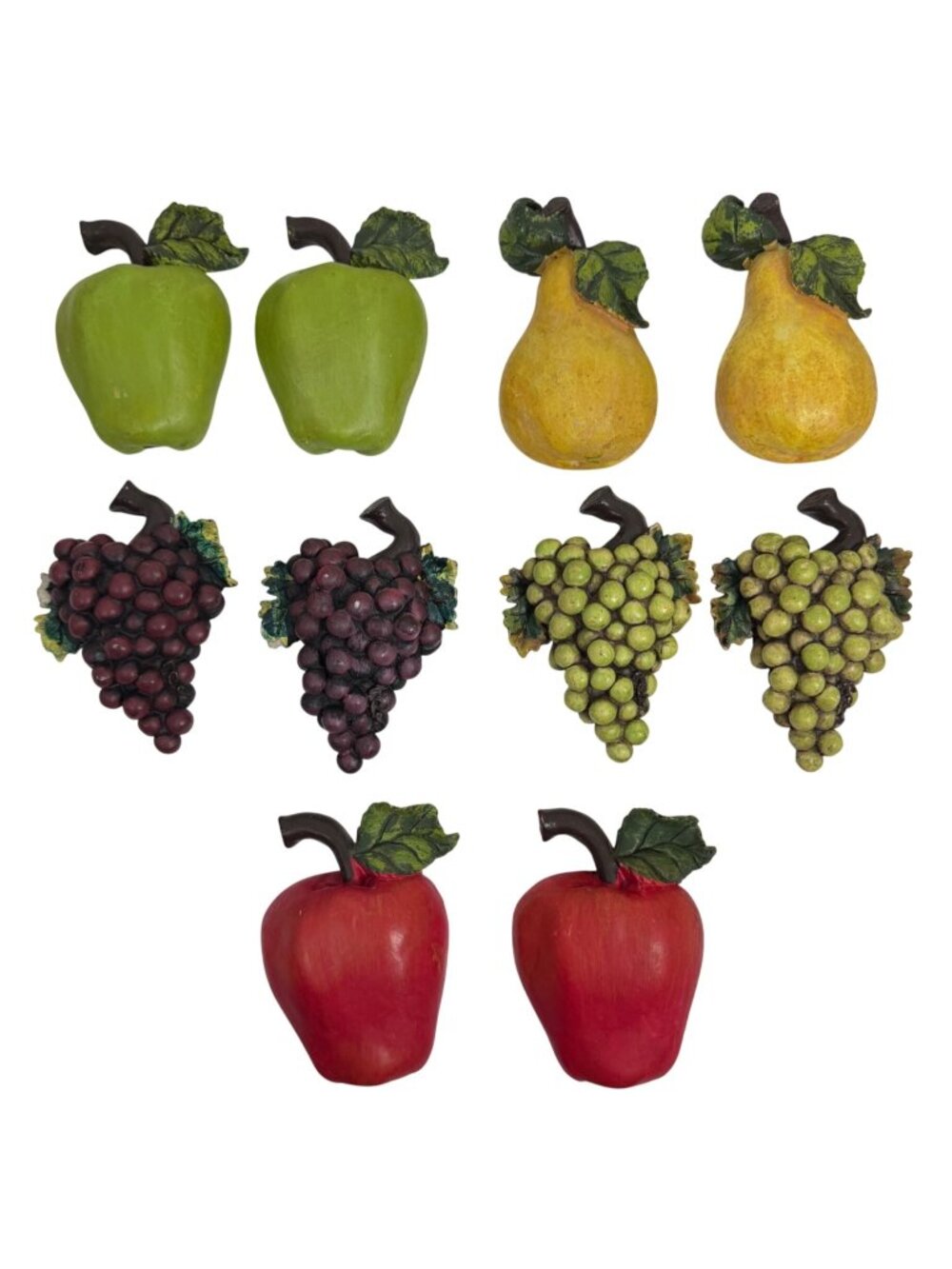 Set of 10 Vintage Wall Plaques Hanging Fruits Apple Grapes Pears Keyhole Hanger